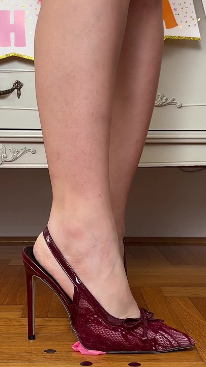 Popping My Birthday Balloons with Heels