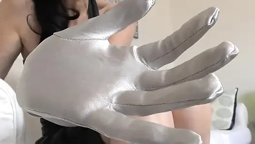 Long, Shiny Silver Satin Gloves Turn You on so Much - Lady Victoria Valente