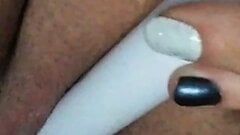 Pussy Play with white and blue vibrator
