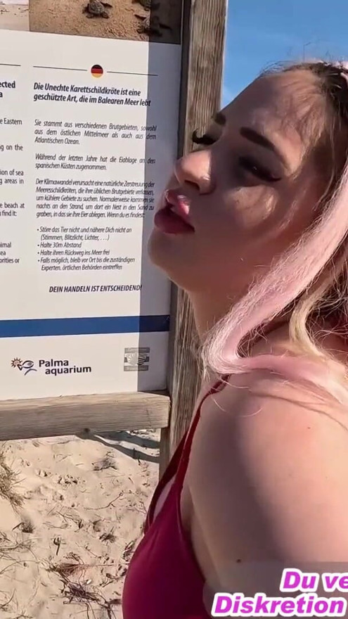 German teen fucked in the ass on Mallorca beach | Clip 1