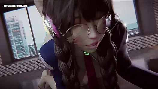 Горячая D.Va тинка растягивает ее киску и заполняет спермой - геймплей 3D