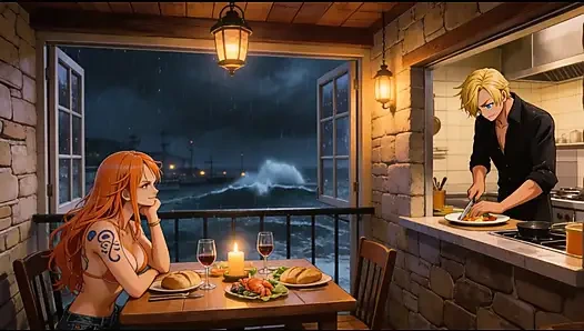 Nami жестко трахнули Luffy и Zoro - тройничок на пляже одна часть, хентай без цензуры