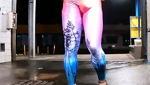 Massive Muscle Bitch EXPOSED and CAUGHT at Carwash Exhibitionist