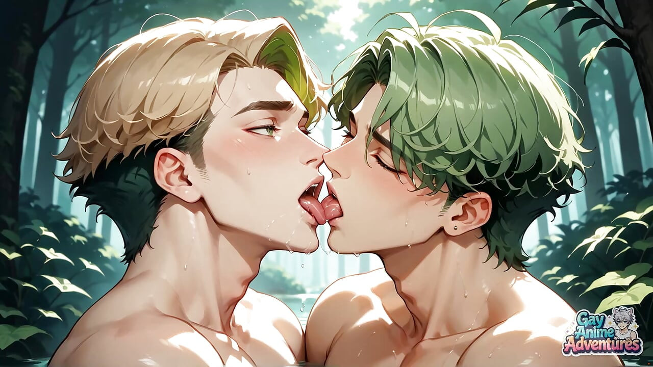Muscles de la forêt aux cheveux verts : éjaculation gay