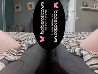 Solo teen brunette, Lana Tylor is masturbating, in VR