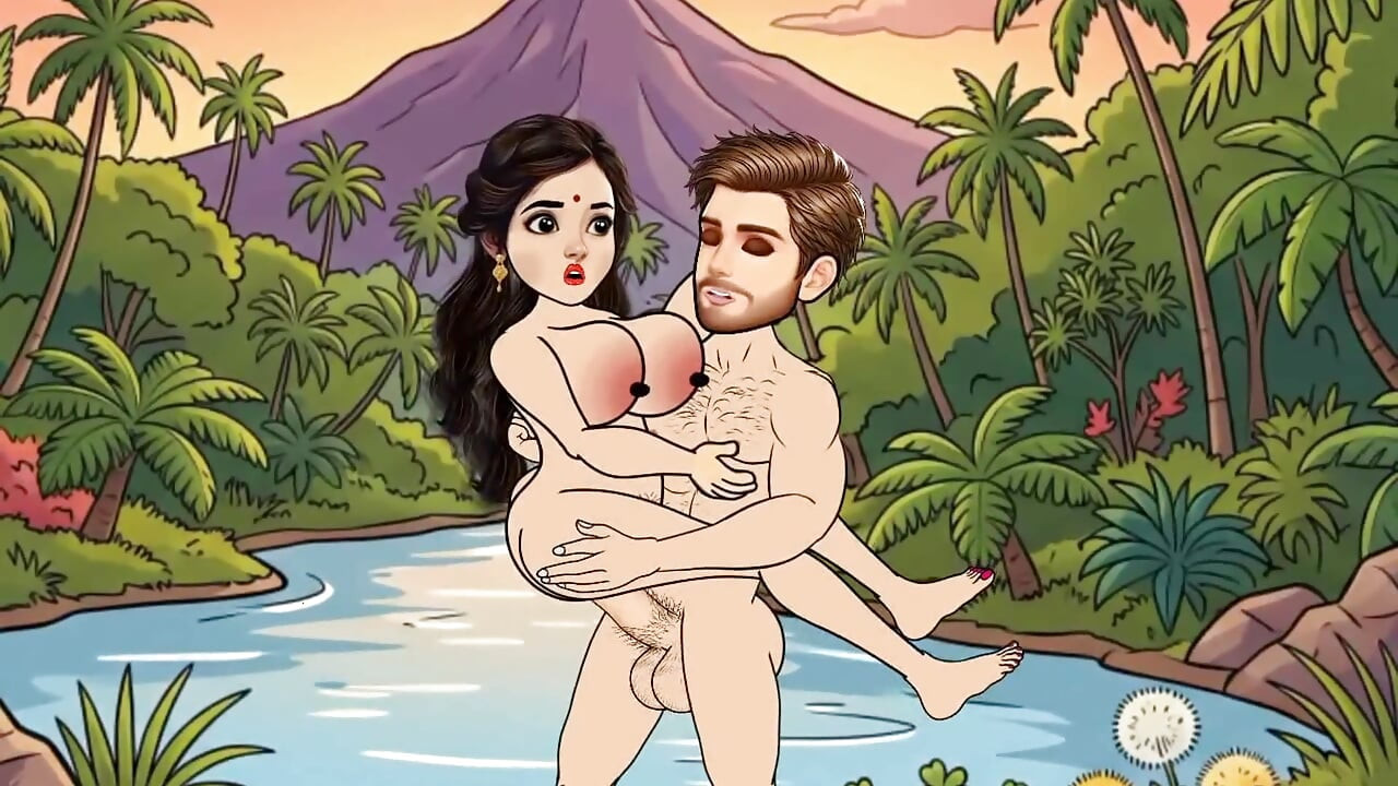 Man fucks woman with big cock in the forest, woman is very happy.
