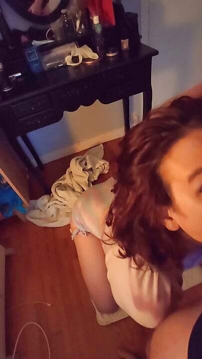 Adorable Trap Strips, Sucks and Get's Her Ass Filled with Stepdaddy's Cum - Fat Ass Tgirl Anal Creampie