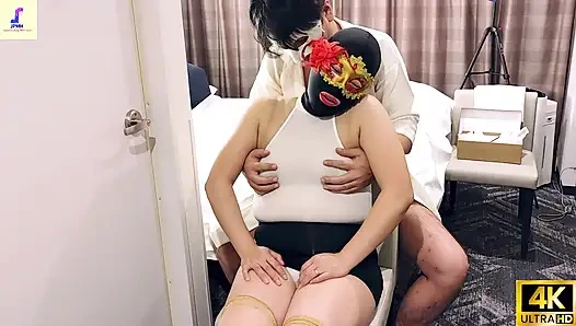 A Mature Woman in Erotic Cosplay Is Engrossed in Masturbation, Her Vaginal Fluids Dripping Out.