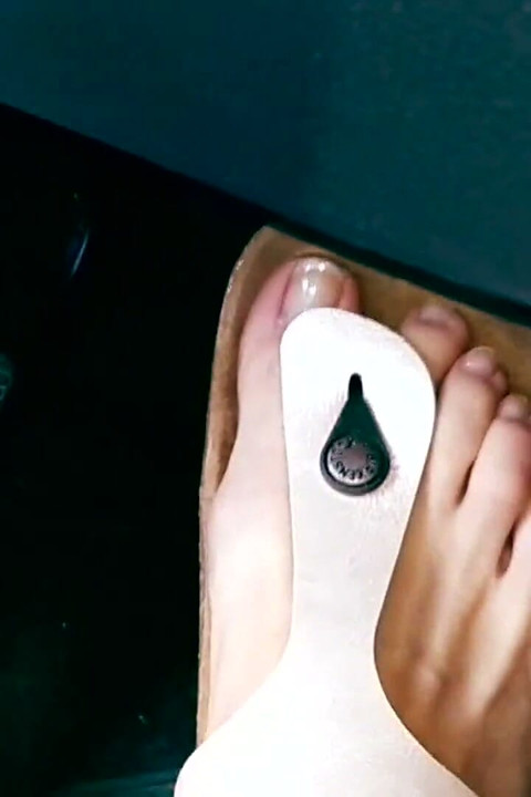 Pedal Pumping in Cream Colored Gizeh Birkenstocks