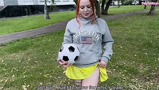 A female soccer player sucked me off in a public place and I came inside her pussy.
