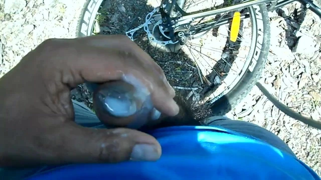 pre-cum jerk-off on my mountain bike
