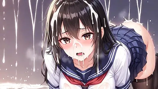 Öğrenci kız yüzünün her yerine boşalıyor