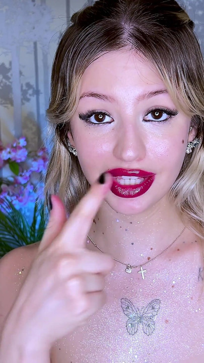 Red Lipstick Application Plump Lips Tease