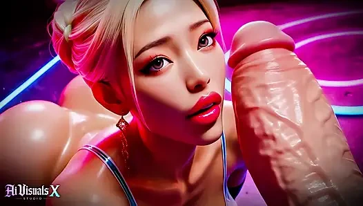 Asian - Thick Koreans - Titfuck & Blowjob Interracial Fucking - Animated Porn (ASMR Sound) (4K AI Generated)