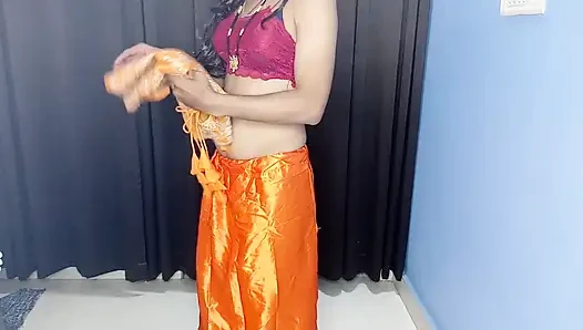 Show my stepmom satin hot peticoat and hot bra panty