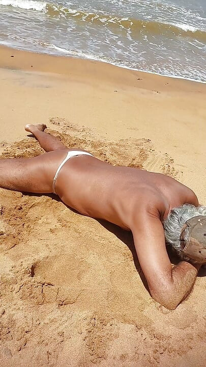 Ladysilva on the beach in panties tanning her hot ass