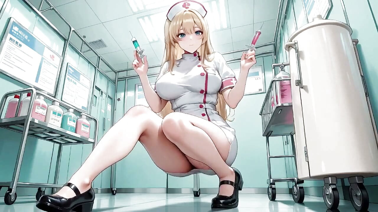 Kneeling in a White High-cut Uniform with Liquid Splashing on Her Chest.
