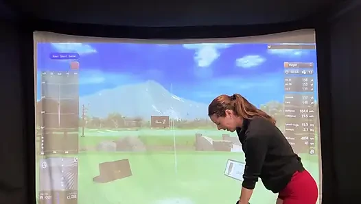Trying to Golf in a Simulator with My Lush in! Trying Not to Cum While I Swing!
