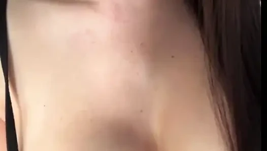 My stepsister fondles her tits and wet pussy