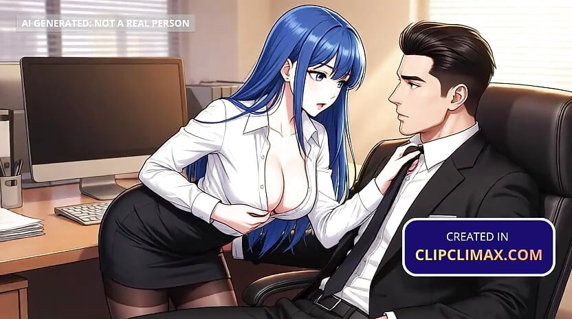 Anime sekreter boş ofiste patronu baştan çıkarıyor: öpücük, sakso ve kovboy kız hentai etek ve çorap kullanarak seks - iş arkadaşı seksi