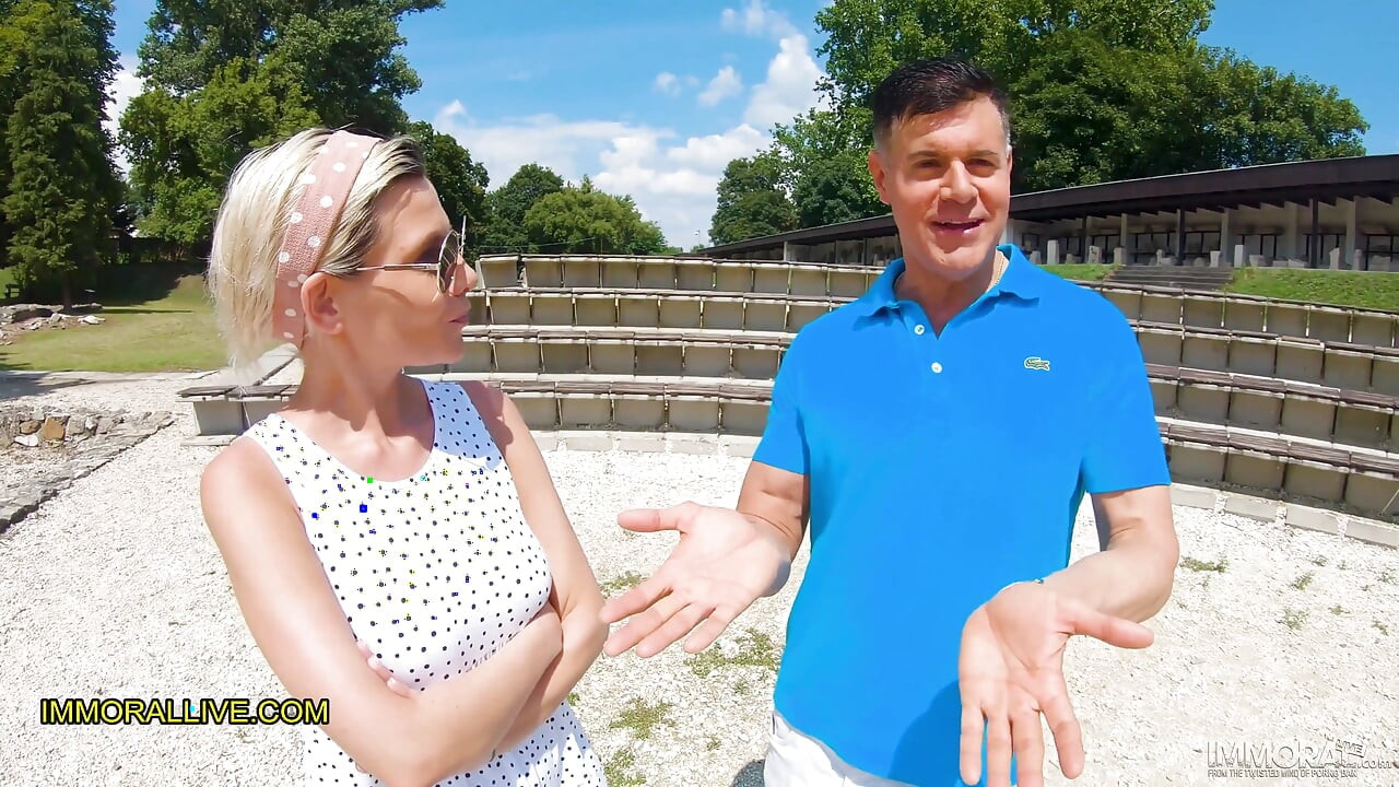 Busty blonde step mom goes to the roman ruins with her stepson learns something new!