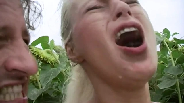 An attractive blonde babe gets her asshole destroyed outdoors