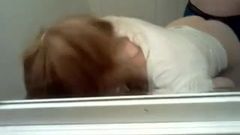 horny blondie quick blowjob in bathroom