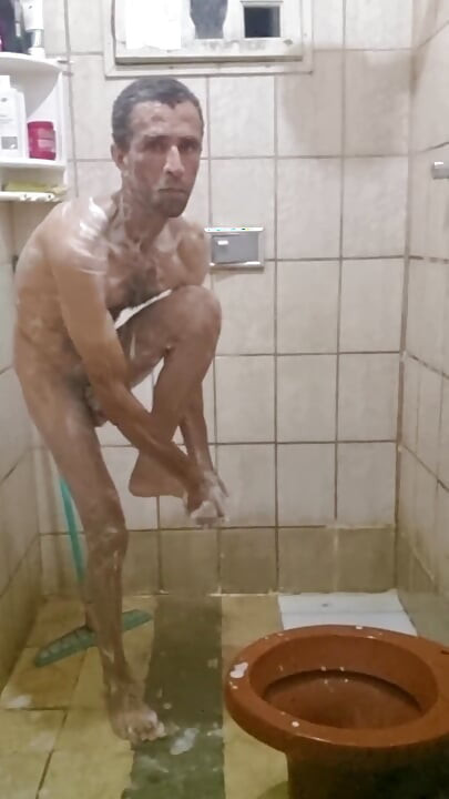 Me Taking a Shower with a Hard-on and Jerking off Until I Cum