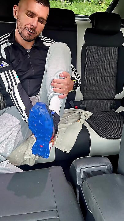 Chav-lad in a Tracksuit and White Socks Outside in Public Fun
