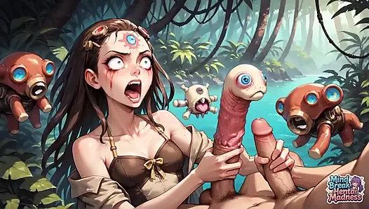 Оргия со сквиртующей машиной в джунглях