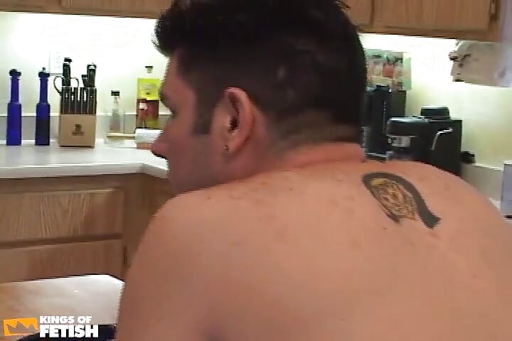 Tattooed Twink Sucks His Friend and Rides Him on the Kitchen Floor