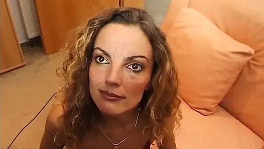 Amazing blonde MILF whore sucks soft cock
