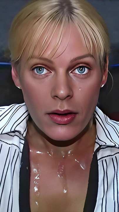 Sandra Jayde menunjukkan mukanya selepas pancutan mani yang baik