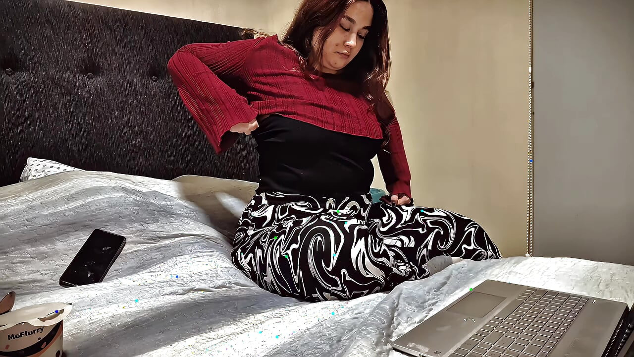Nicole's Bedtime Snack Stripping, Teasing & Showing off My Big Soft Belly