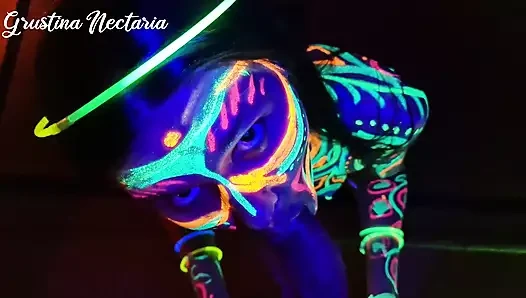 Fucked the wild slim girl in the UV- light