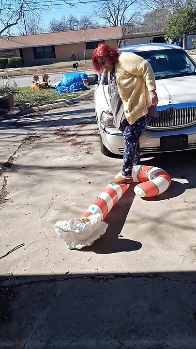 Big Beautiful Woman Nurse Vicki Crushes This Blow up Candy Cane