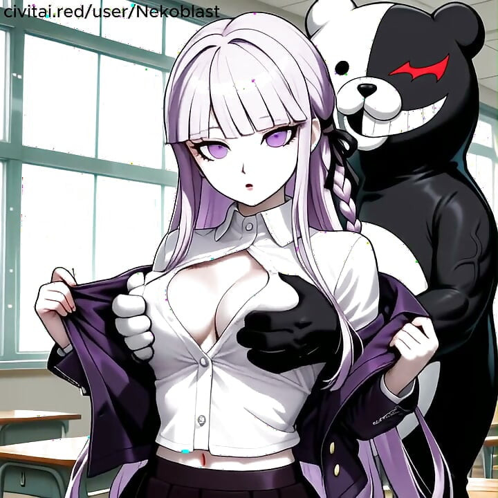 Danganronpa studentin uniform teddybär monster-gangbang ai