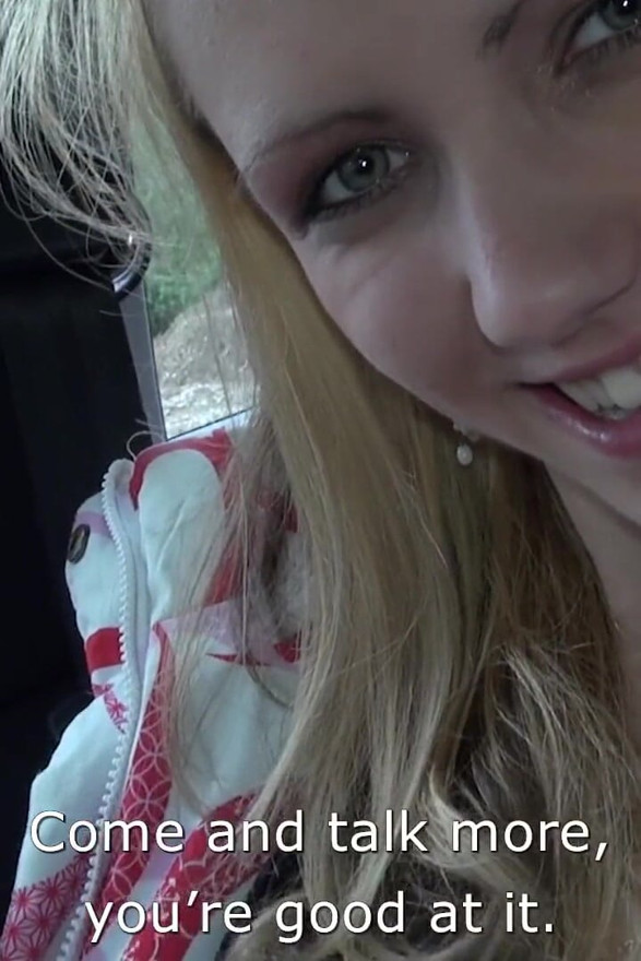Petite skinny blonde teen suck cock under steering wheel and fuck