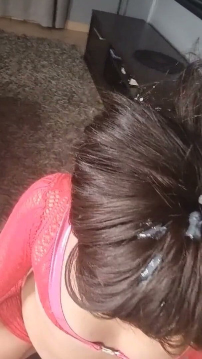 CUM ON HAIR after SUCKING and jerking cock | Clip 3