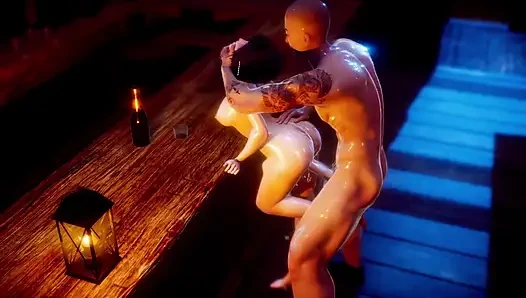 Hot Babe Bent Over the Bar Counter Getting Her Pussy Destroyed - Hardcore Rough Bar Fuck