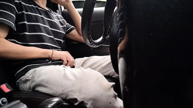 Masturbation in the car after work after a business trip