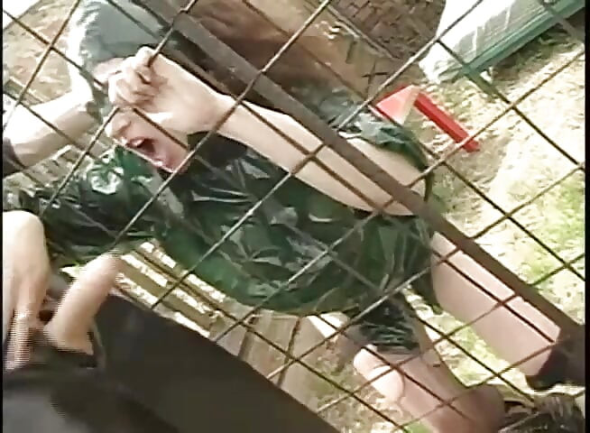 Dirty Slave in Fetish and Sexy Lingerie Fucked in Cage