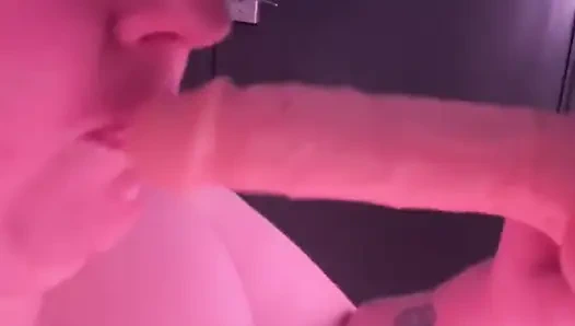 Messy BBW Gagging on Dildo