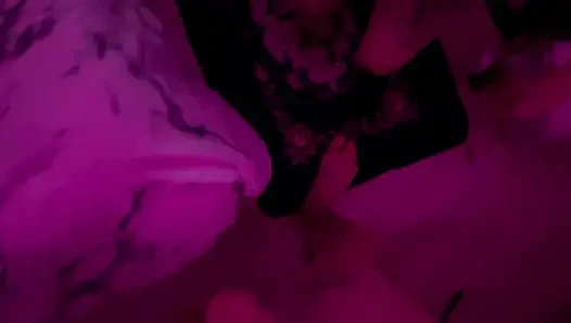 Real Couple Intimate Moment Under Red Lights