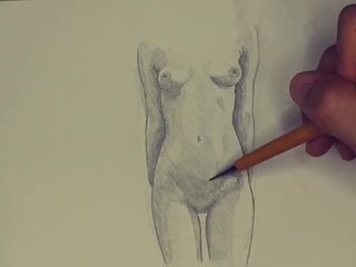 Krásné nahé skici - kresba tužkou