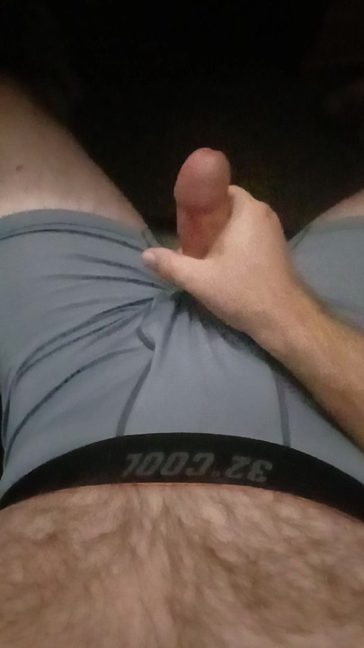Jerking in light gray 32 Degrees Cool boxerbriefs