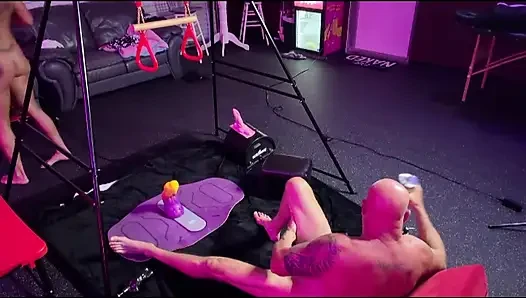Hot Blonde Rides Her Motorbunny and Makes Him Watch