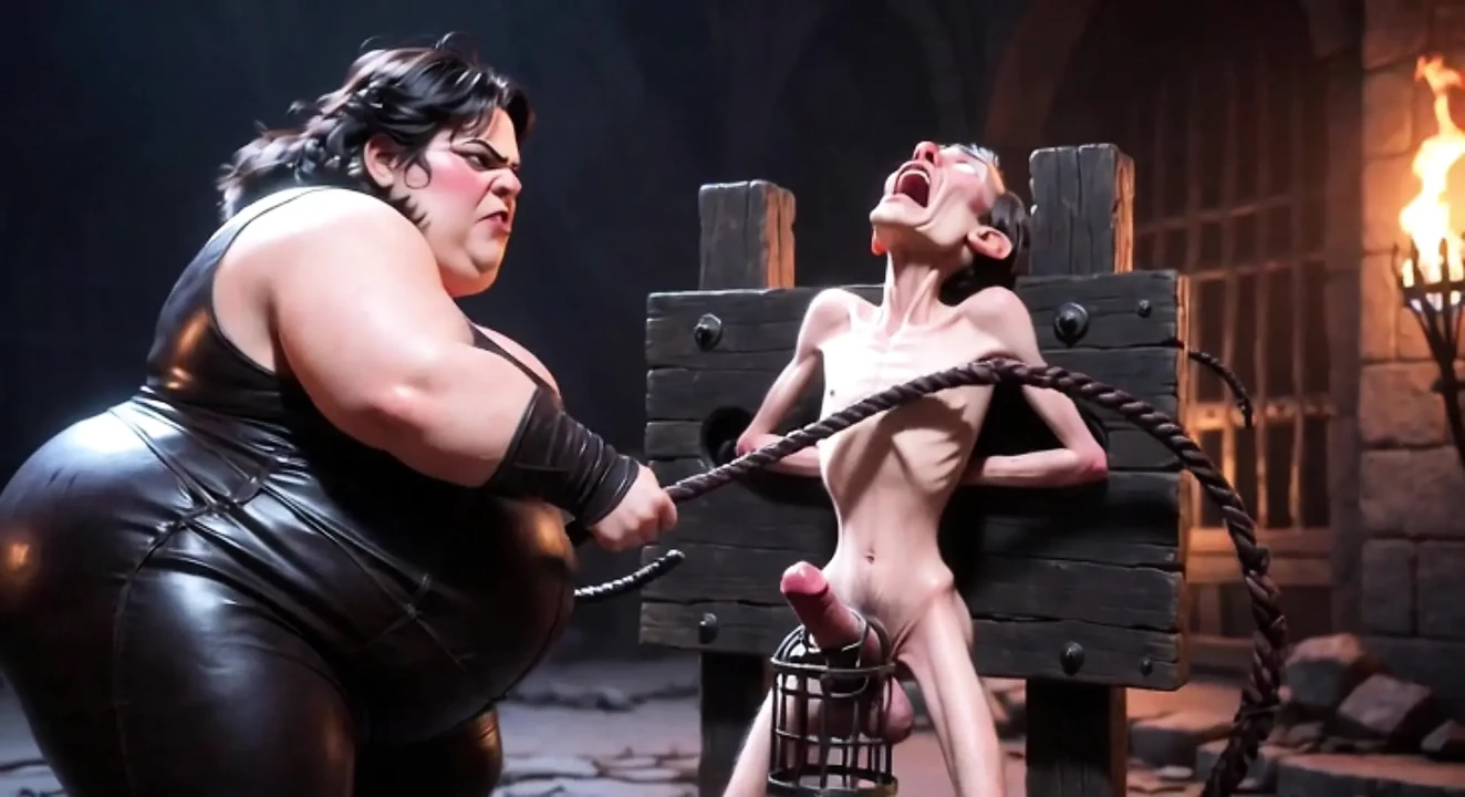 CBT Humiliation - BBW Mistress Whipping Locked Slave Cock