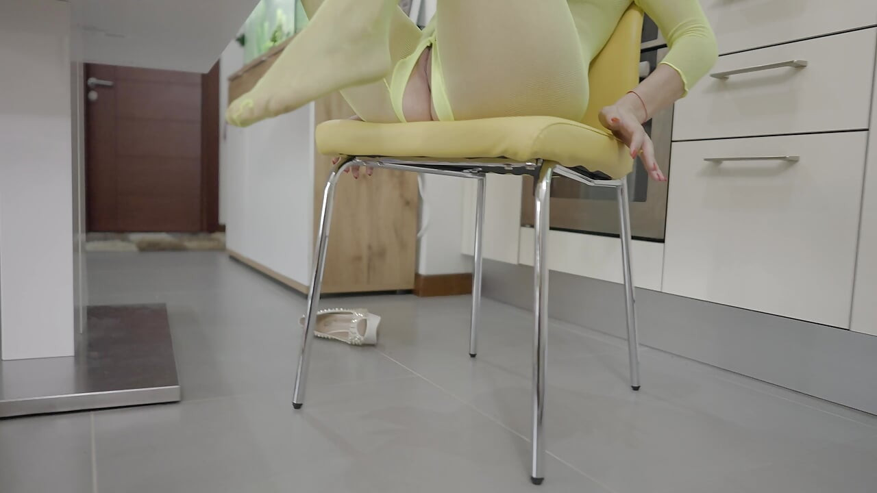 Sexy Blonde MILF in Full Body Nylon Fucks Me with Her Hot Feet!