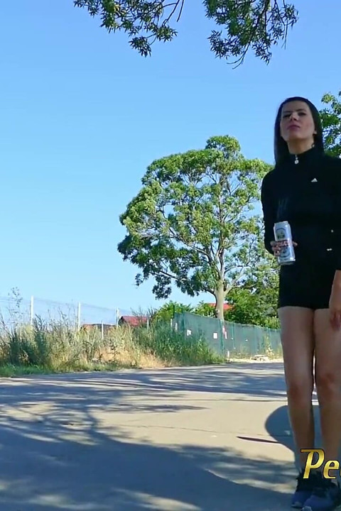 Outdoor pee standing in a small forest